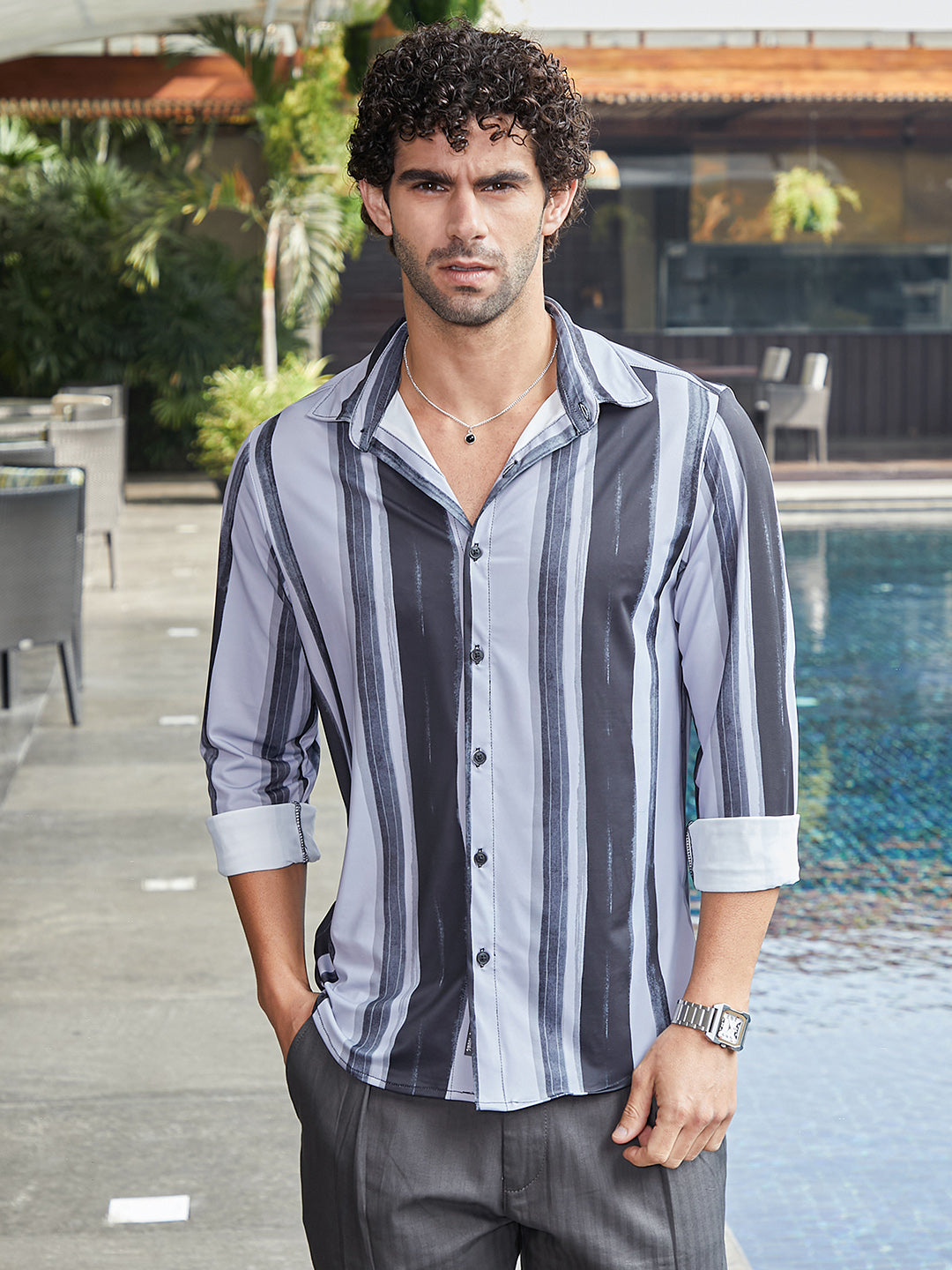 Campus Sutra Brushstroke Pattern Shirt