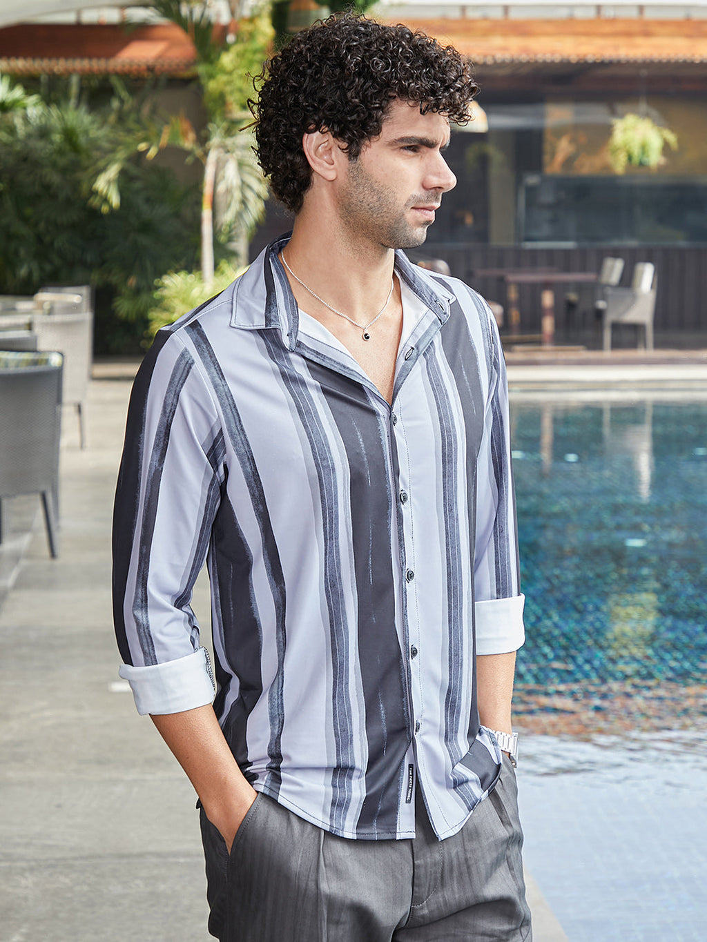 Campus Sutra Brushstroke Pattern Shirt