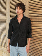 Campus Sutra Herringbone-Tactile Shirt