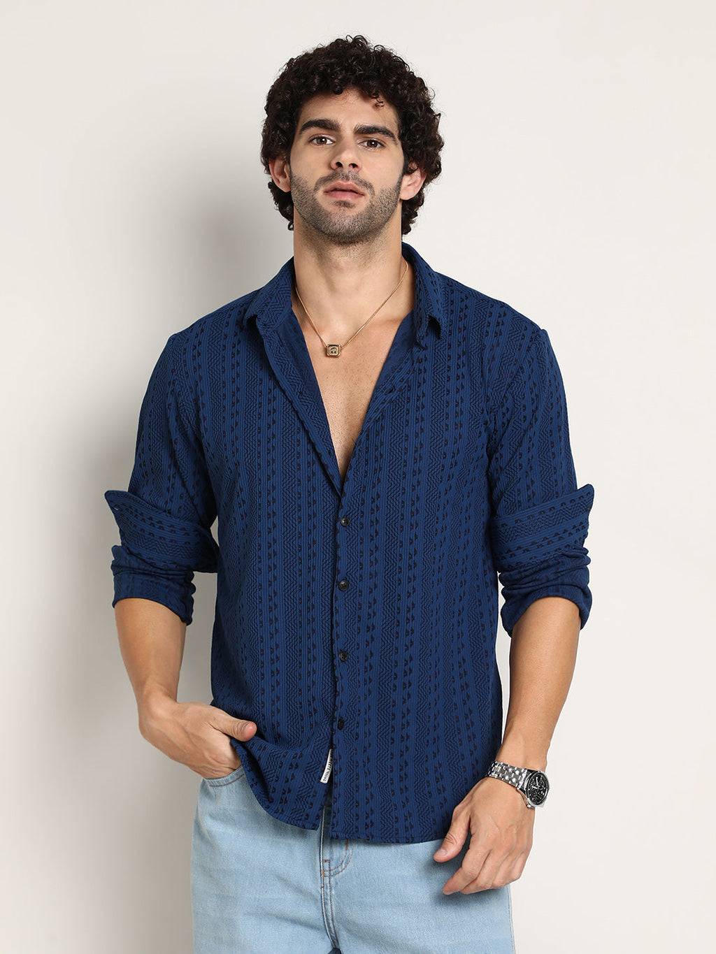 Campus Sutra Chevron-Loop Shirt