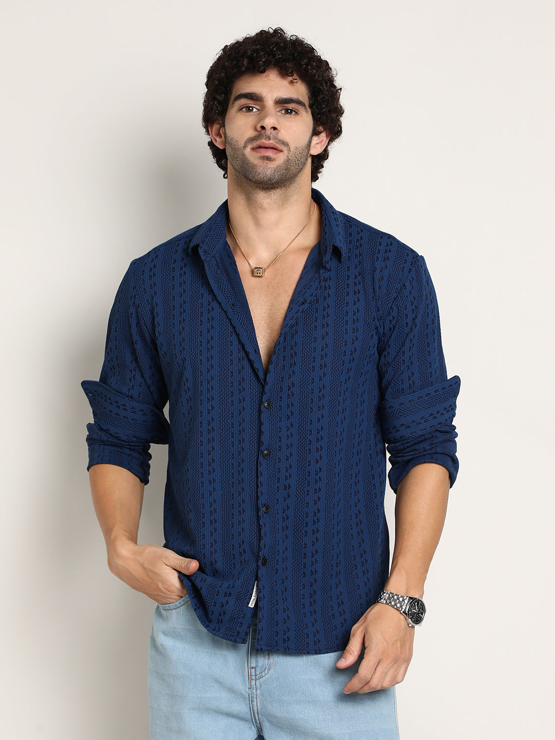 Campus Sutra Chevron-Loop Shirt