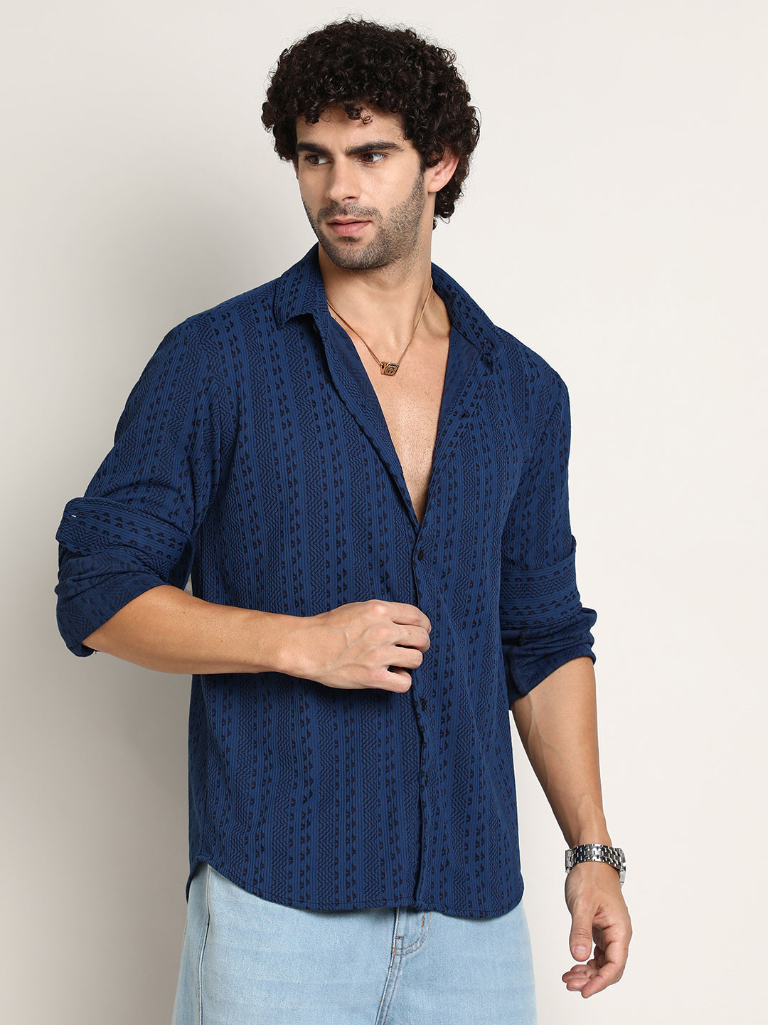Campus Sutra Chevron-Loop Shirt