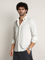 Campus Sutra Solid Jaquard Shirt