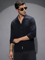 Campus Sutra Textured-Cuban Shirt