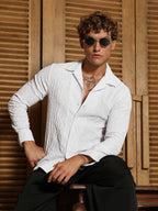 Campus Sutra Textured-Cuban Shirt