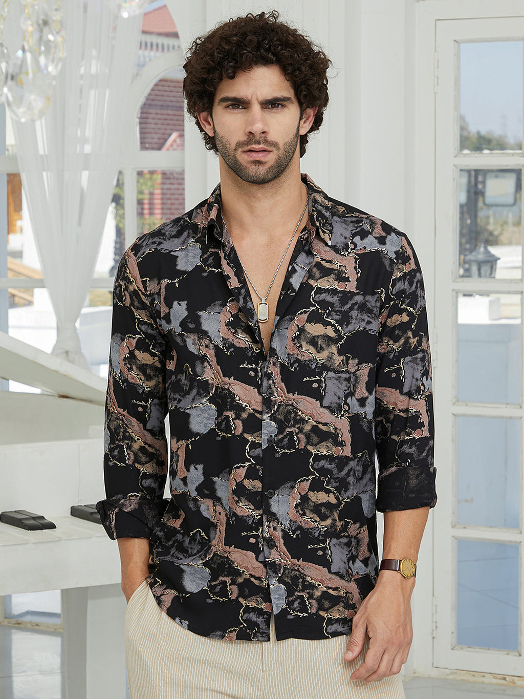 Campus Sutra Marquina Gradient Shirt
