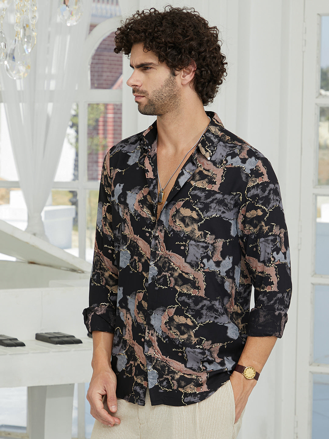 Campus Sutra Marquina Gradient Shirt