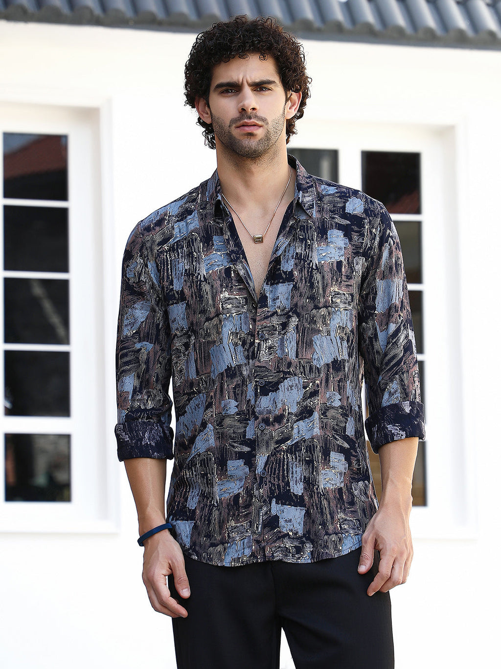 Campus Sutra Foil-Impressions Regular Shirt