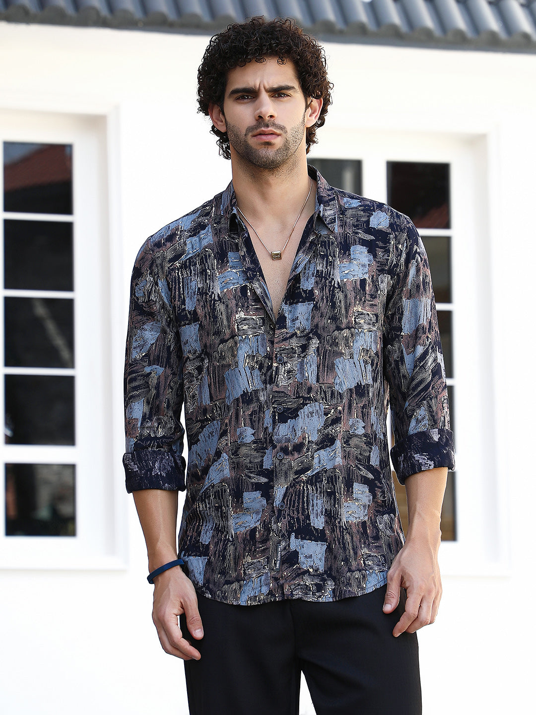 Campus Sutra Foil-Impressions Regular Shirt