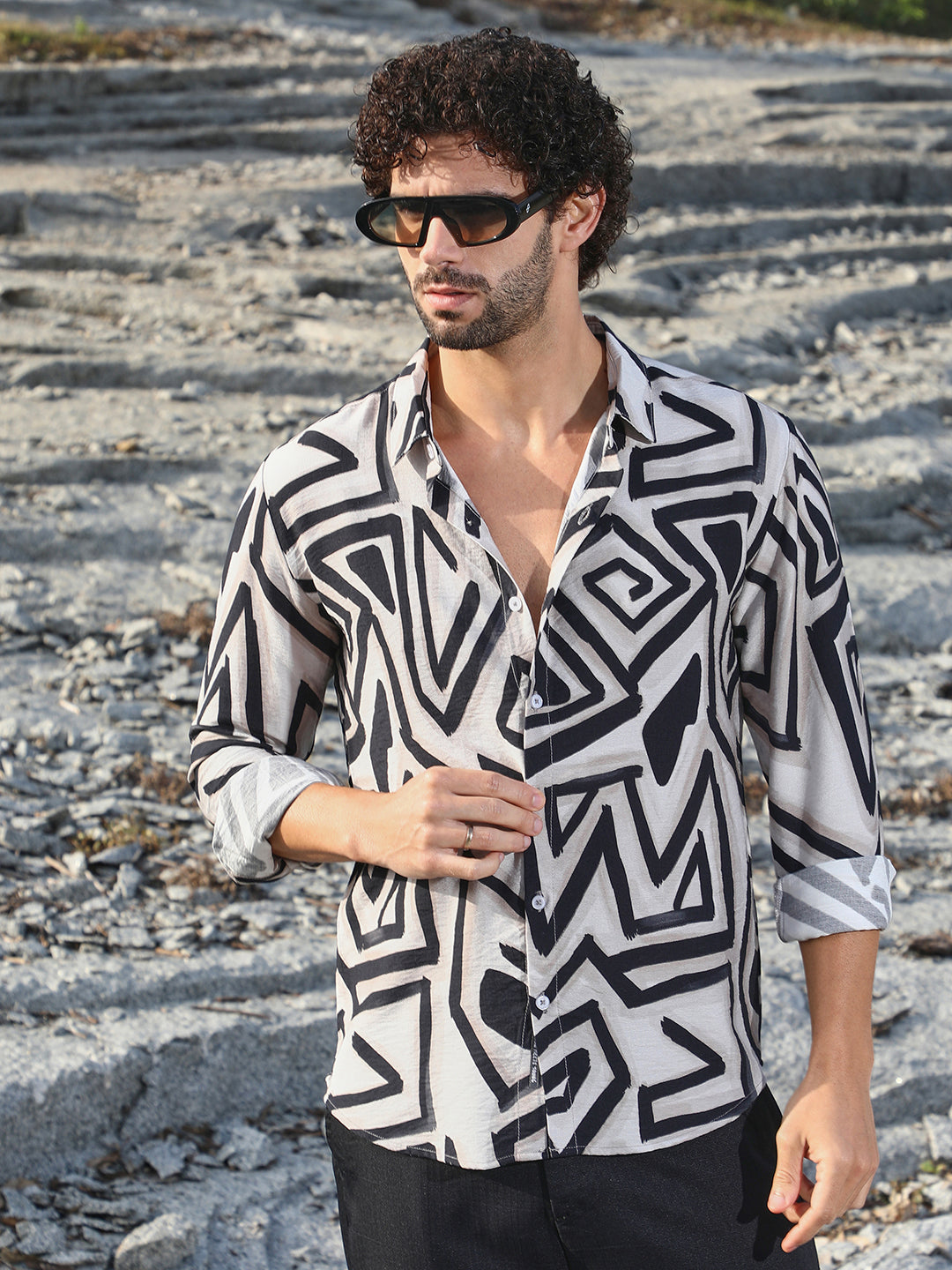 Campus Sutra Abstract Breezy Shirt