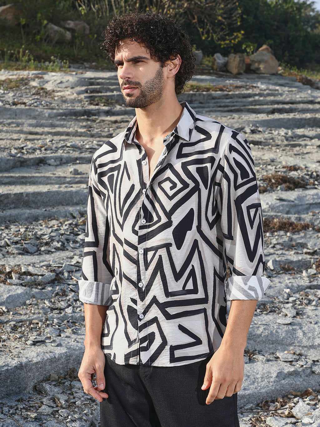 Campus Sutra Abstract Breezy Shirt