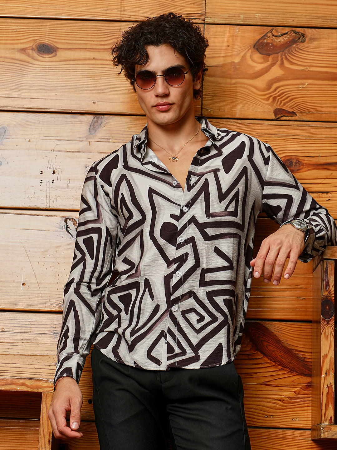 Campus Sutra Abstract Breezy Shirt