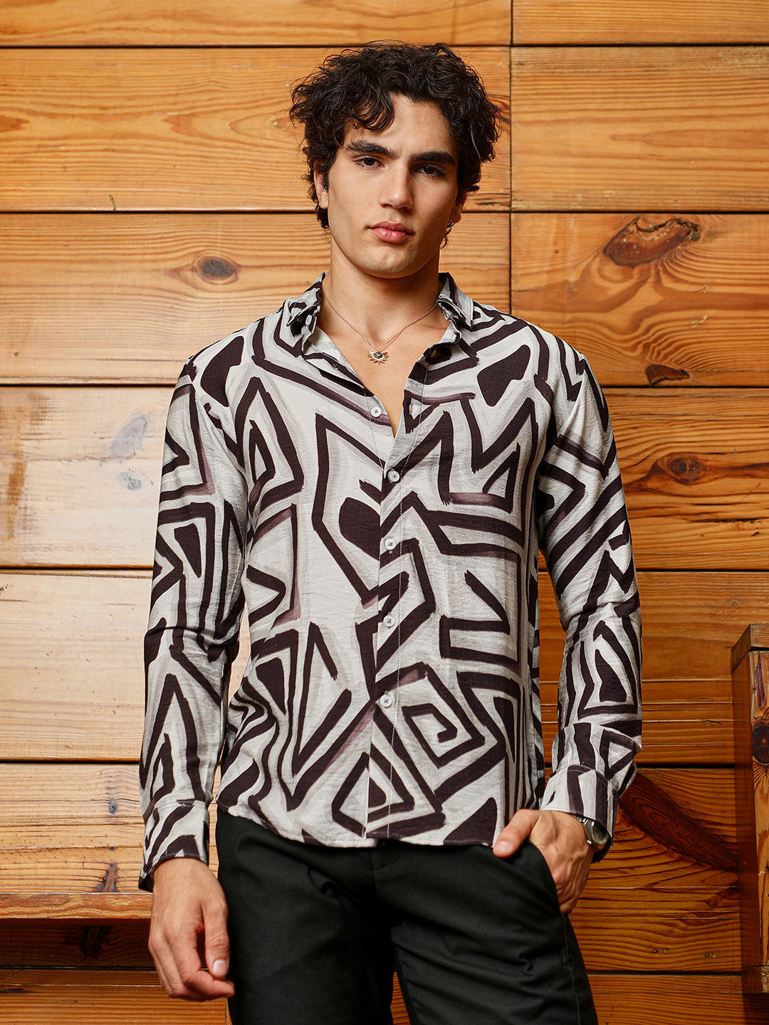 Campus Sutra Abstract Breezy Shirt