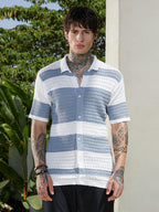 Campus Sutra Panel-Knit Relaxed Shirt