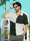 Campus Sutra Block Open-Knit Polo Shirt