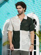 Campus Sutra Block Open-Knit Polo Shirt