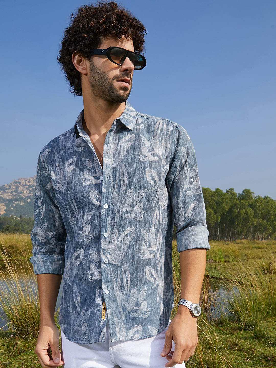 Campus Sutra Stroked-Petals Shirt
