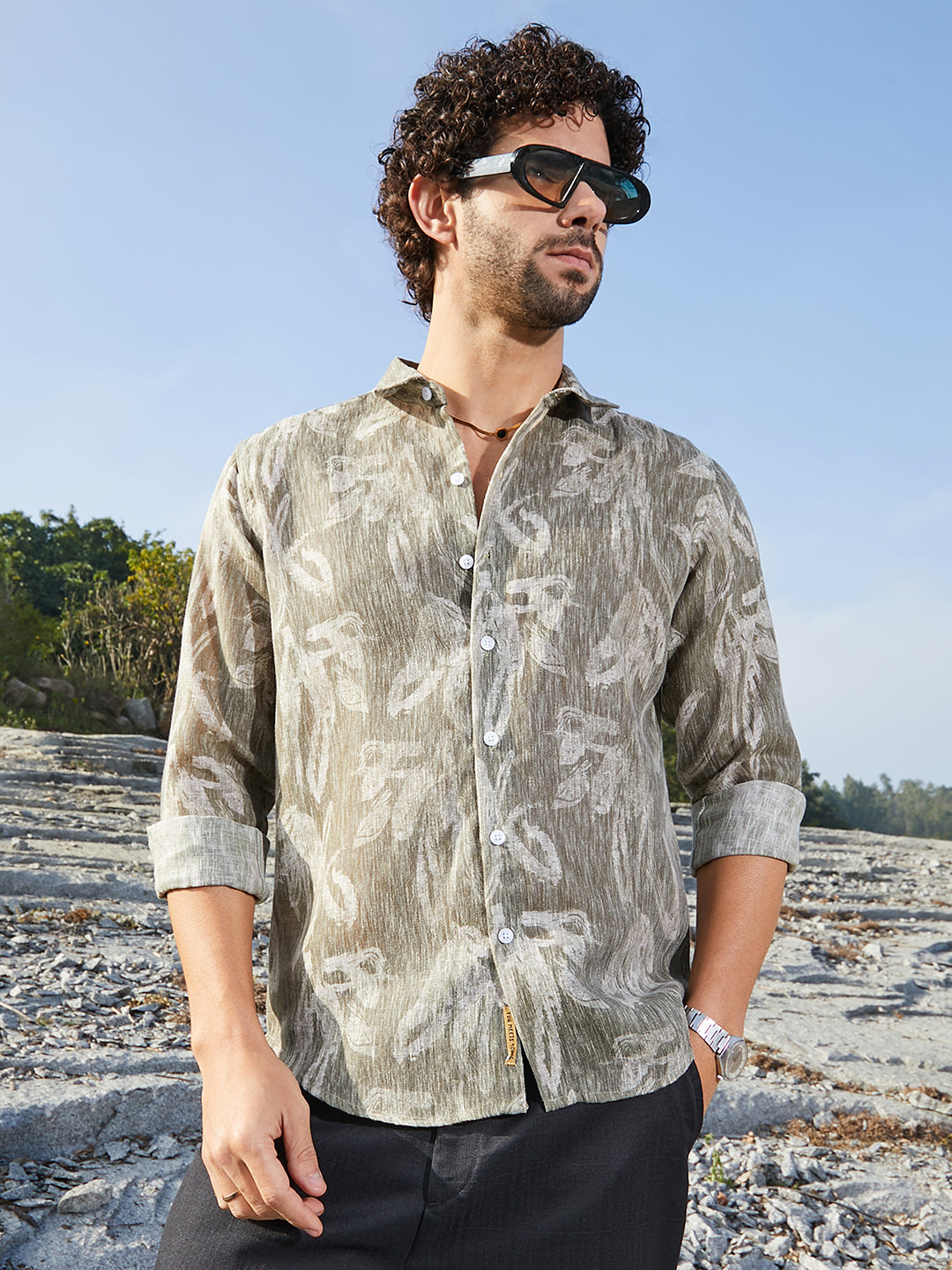 Campus Sutra Stroked-Petals Shirt