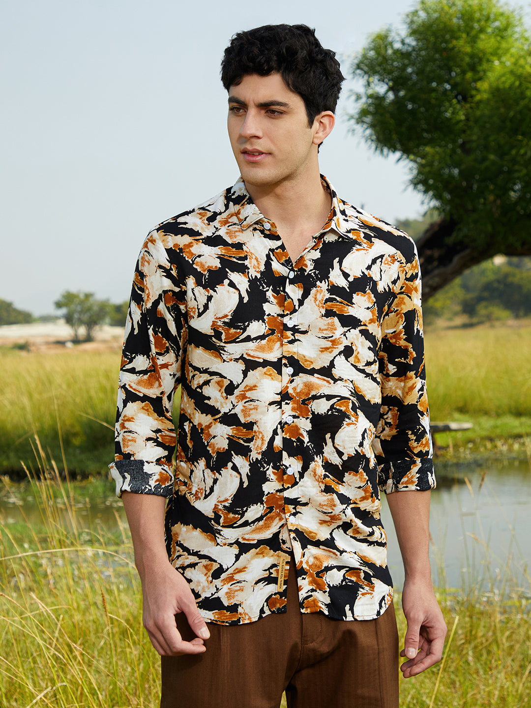 Campus Sutra Burnt Foliage Shirt