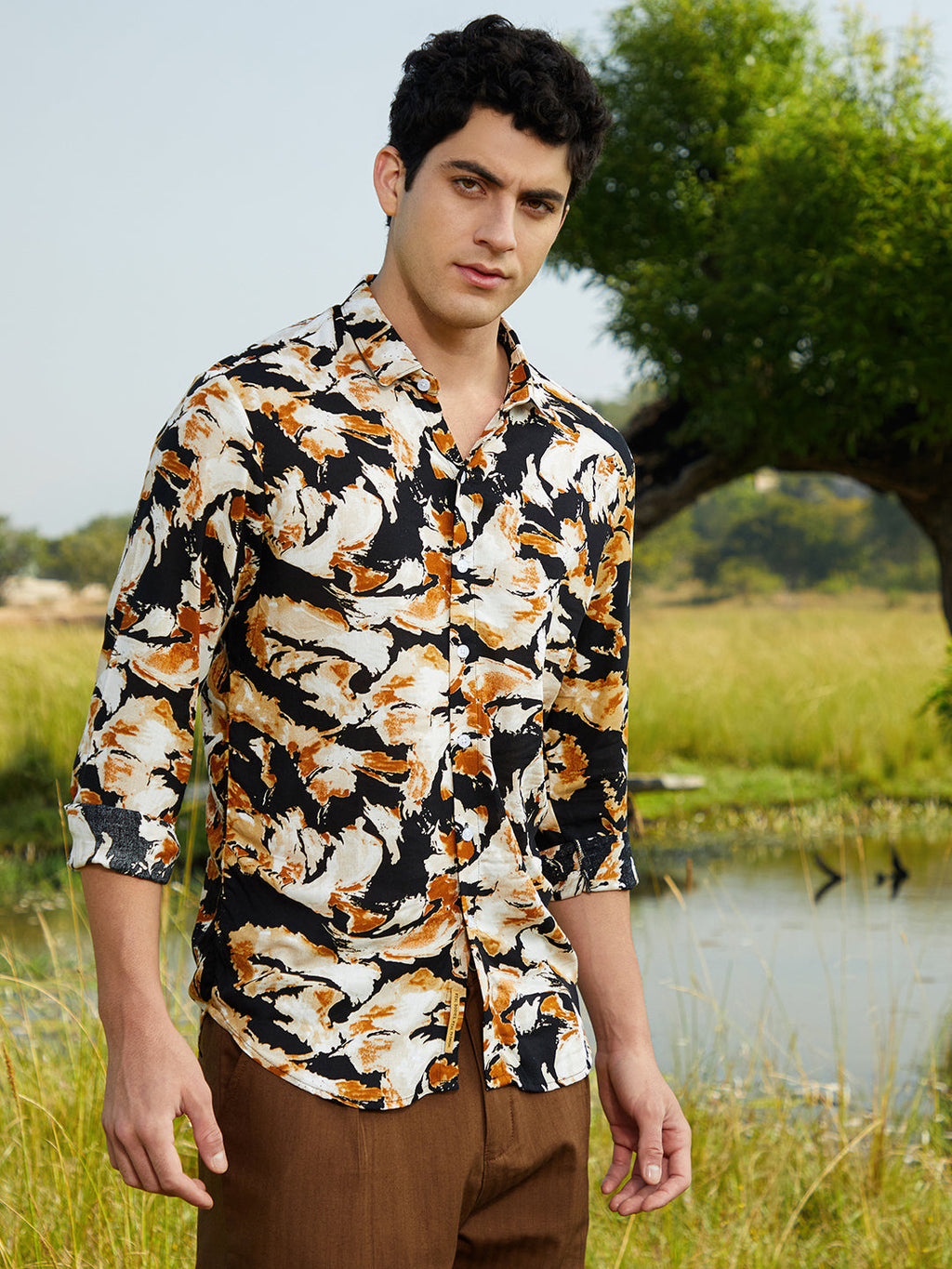 Campus Sutra Burnt Foliage Shirt