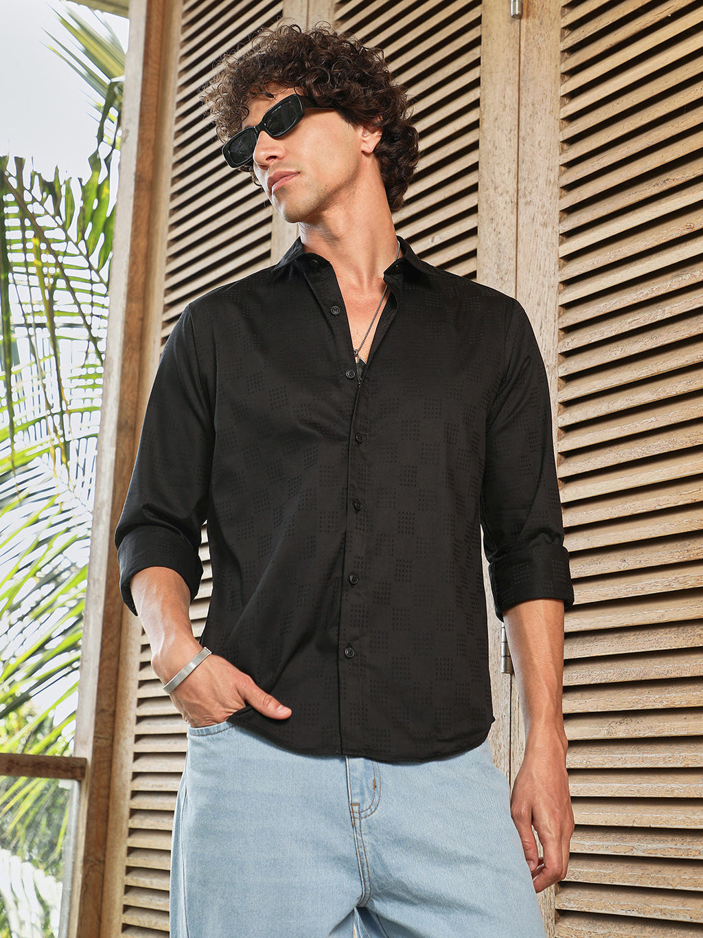 Campus Sutra Dotted-Cuboid Shirt