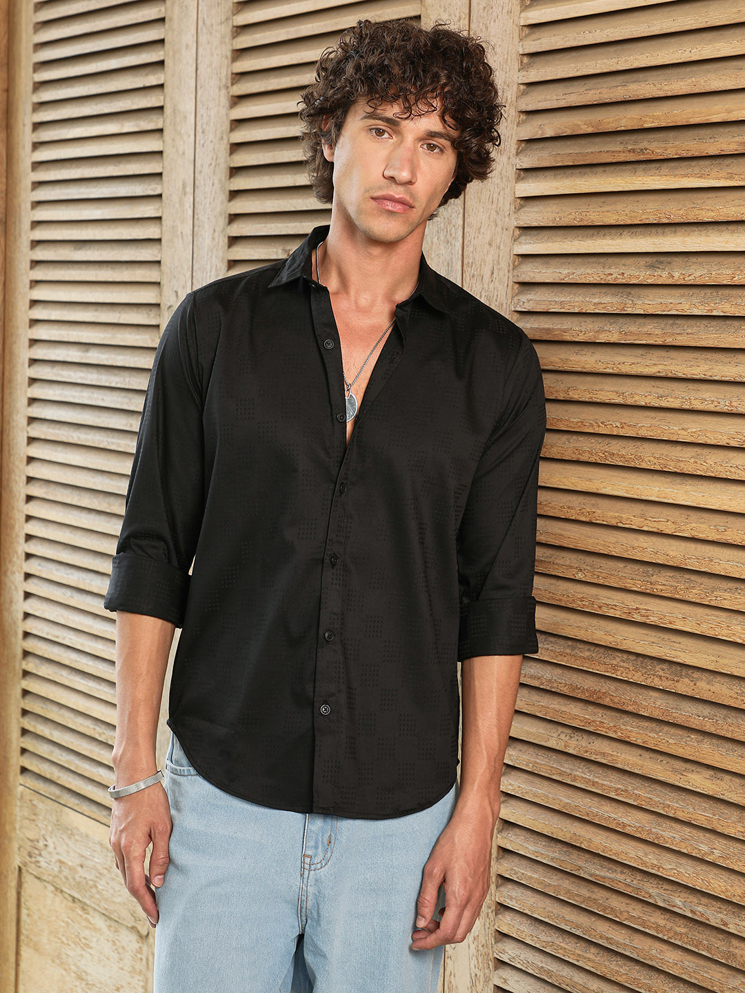 Campus Sutra Dotted-Cuboid Shirt