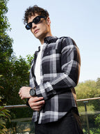 Campus Sutra Pixelated-Check Relaxed Shirt