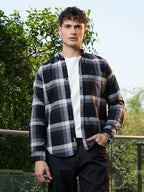 Campus Sutra Pixelated-Check Relaxed Shirt