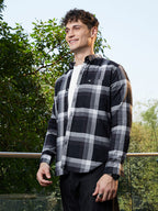 Campus Sutra Pixelated-Check Relaxed Shirt