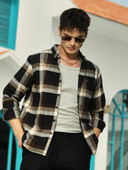 Campus Sutra Pixelated-Check Relaxed Shirt