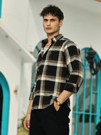 Campus Sutra Pixelated-Check Relaxed Shirt