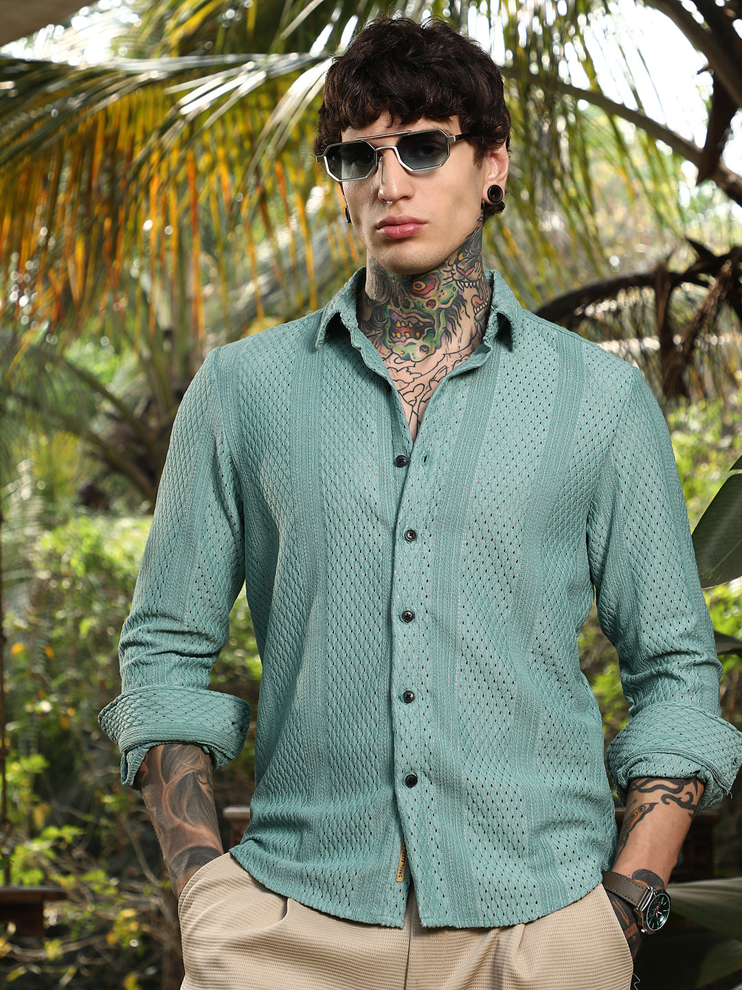 Campus Sutra Marquise-Panel Tactile Shirt