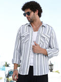 Campus Sutra Nomad-Striped Utility Shirt