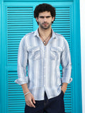 Campus Sutra Nomad-Striped Utility Shirt