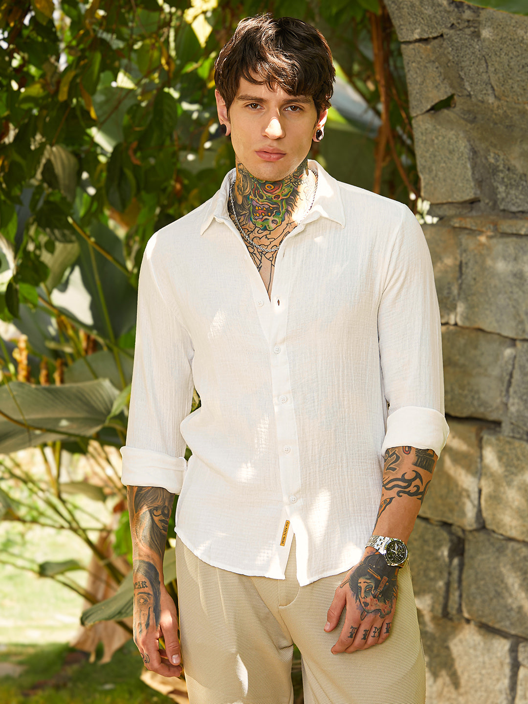 Campus Sutra Breezy-Weave Shirt