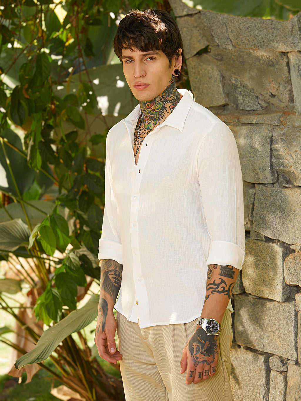 Campus Sutra Breezy-Weave Shirt