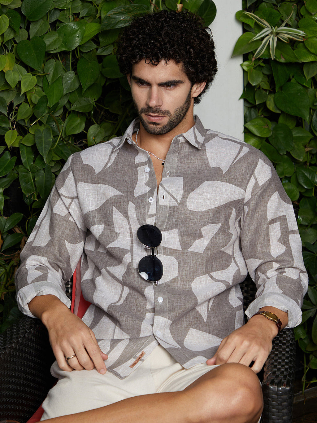 Campus Sutra Abstract Heathered Shirt