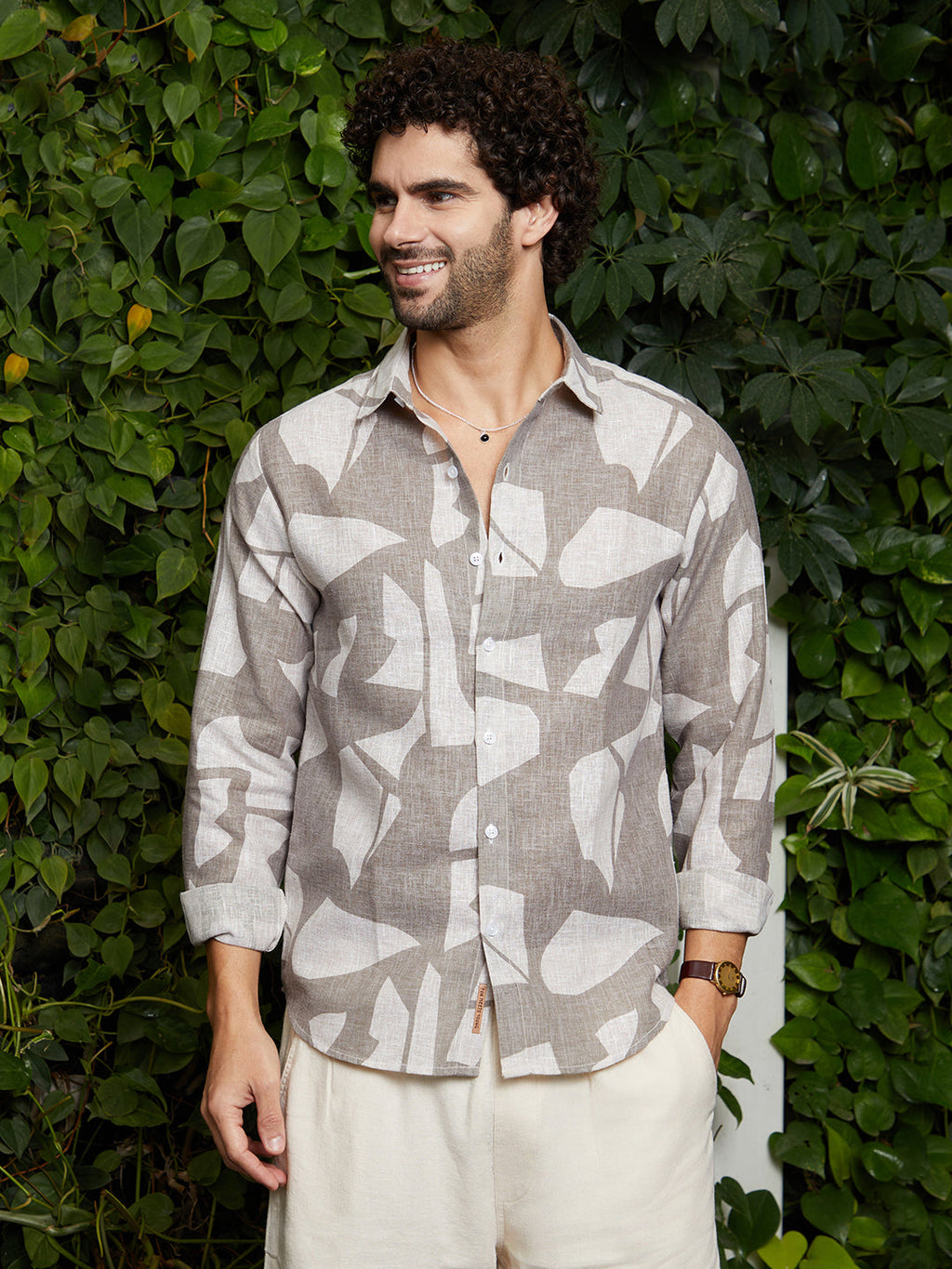 Campus Sutra Abstract Heathered Shirt