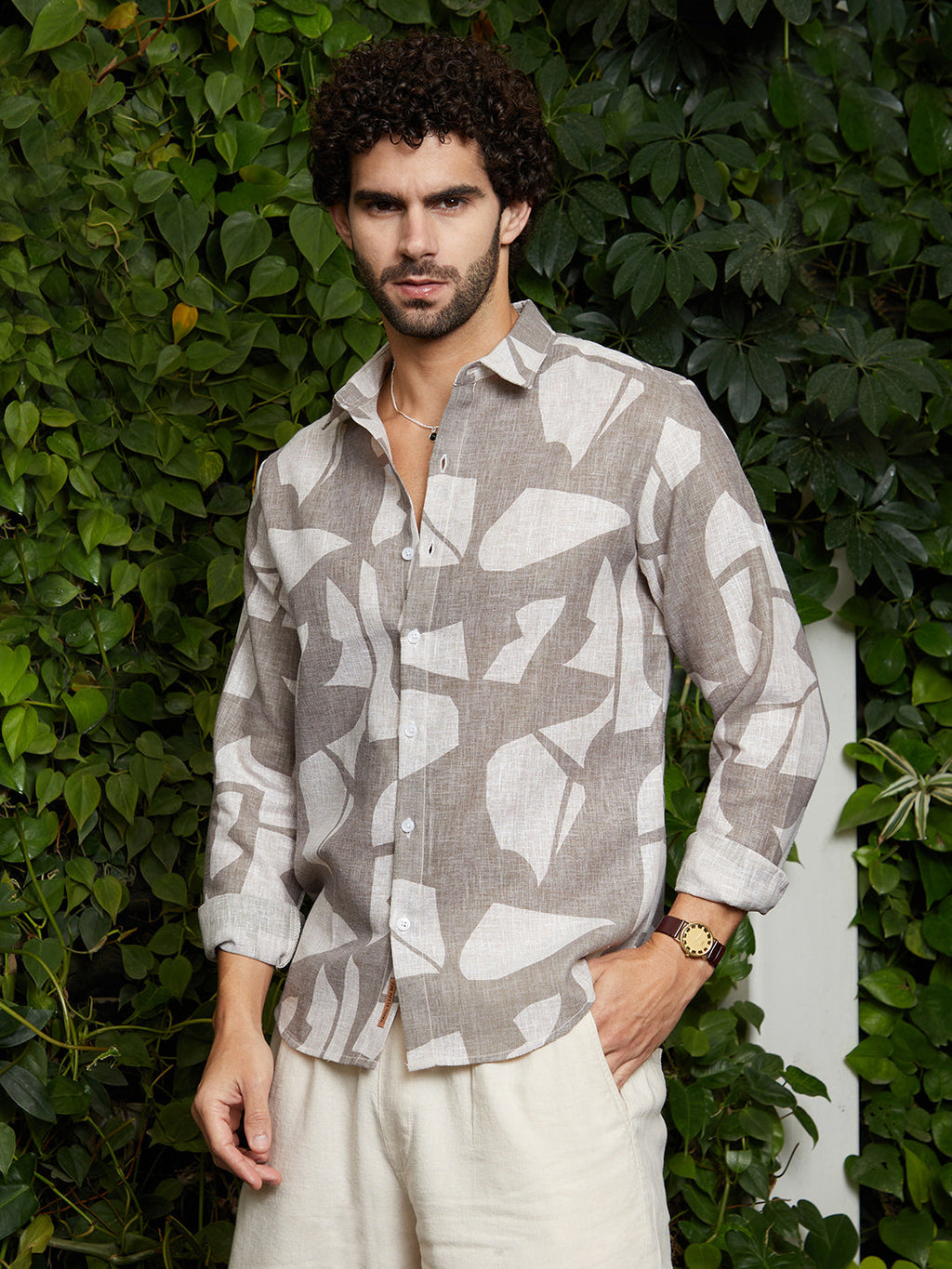 Campus Sutra Abstract Heathered Shirt