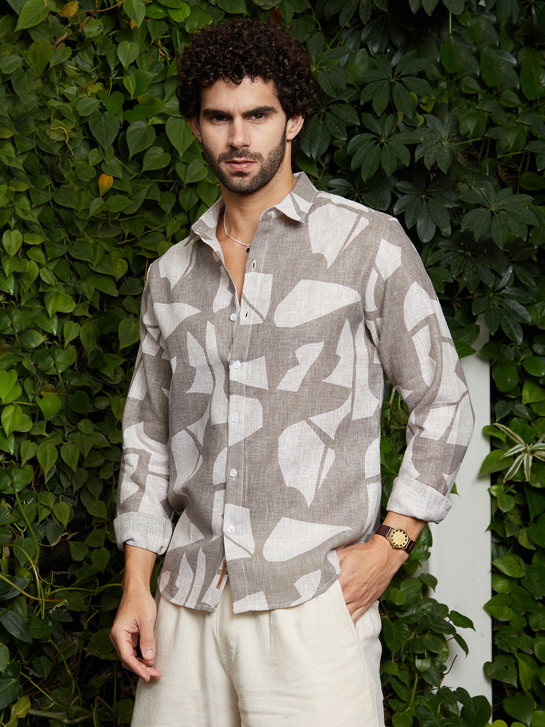 Campus Sutra Abstract Heathered Shirt