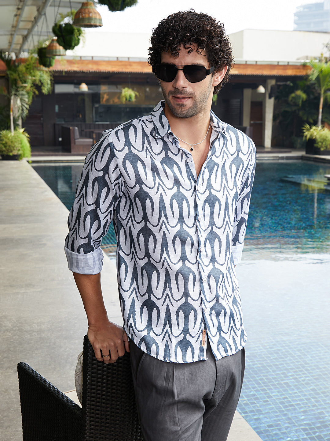 Campus Sutra Trident Imprint Shirt