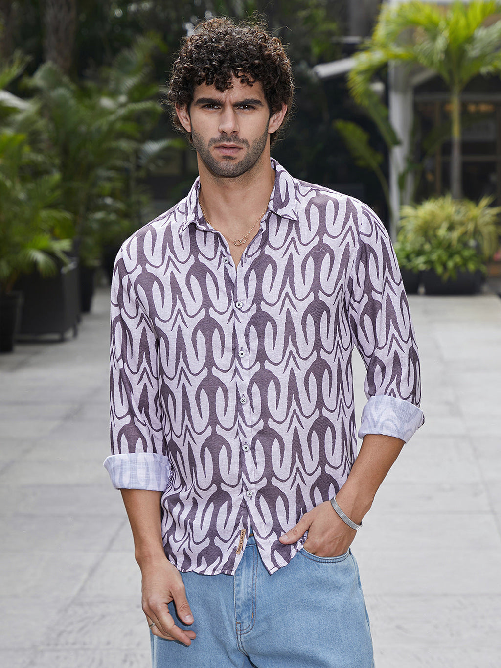 Campus Sutra Trident Imprint Shirt