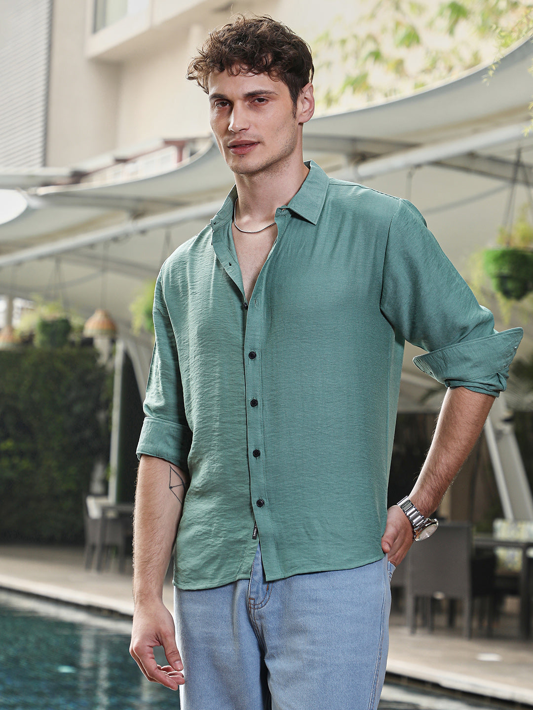 Campus Sutra Breezy Wrinked Shirt