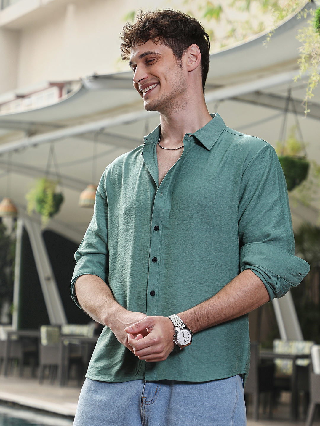Campus Sutra Breezy Wrinked Shirt