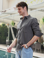 Campus Sutra Houndstooth-Tactile Shirt