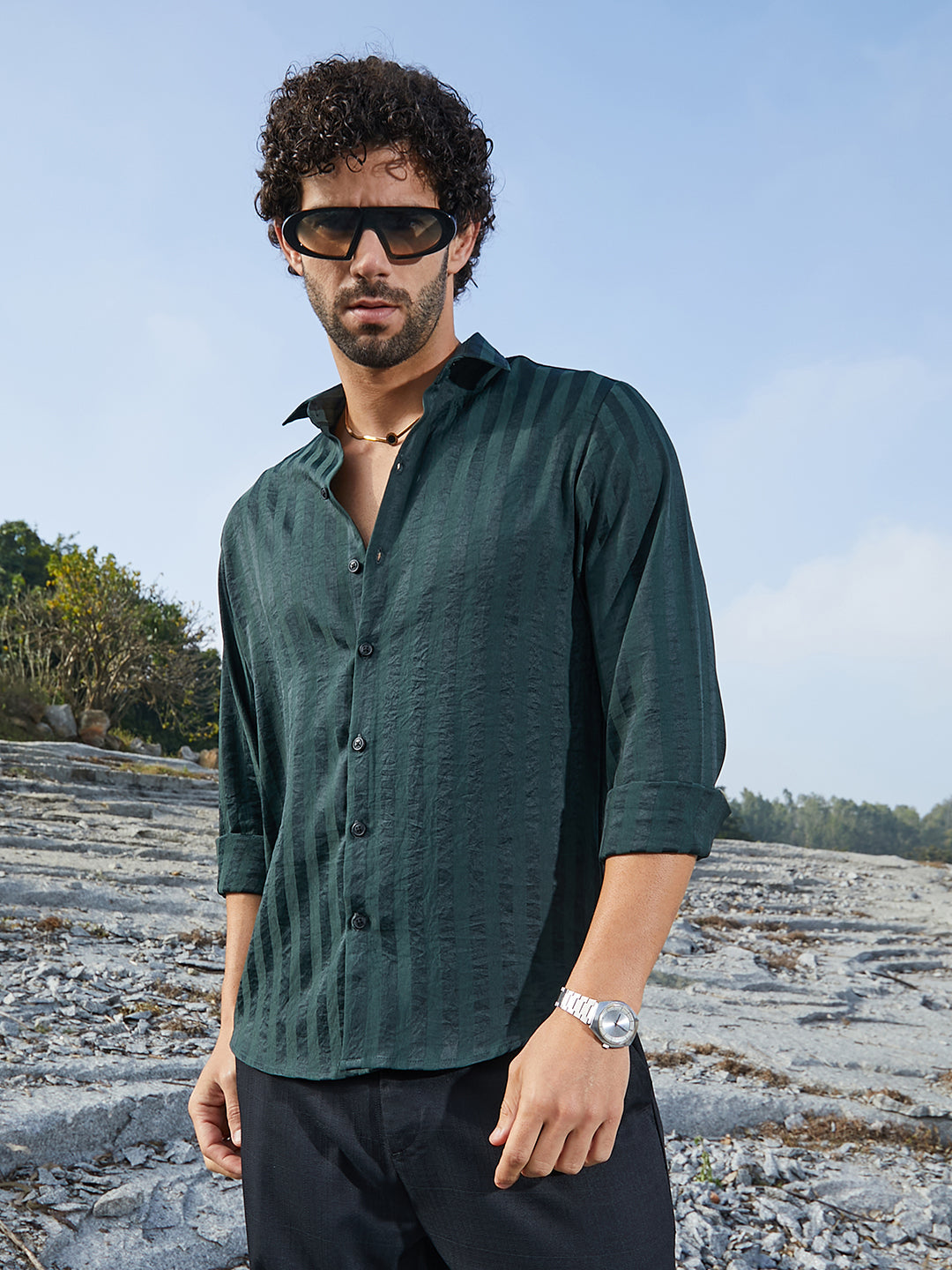 Campus Sutra Candy-Striped Shirt