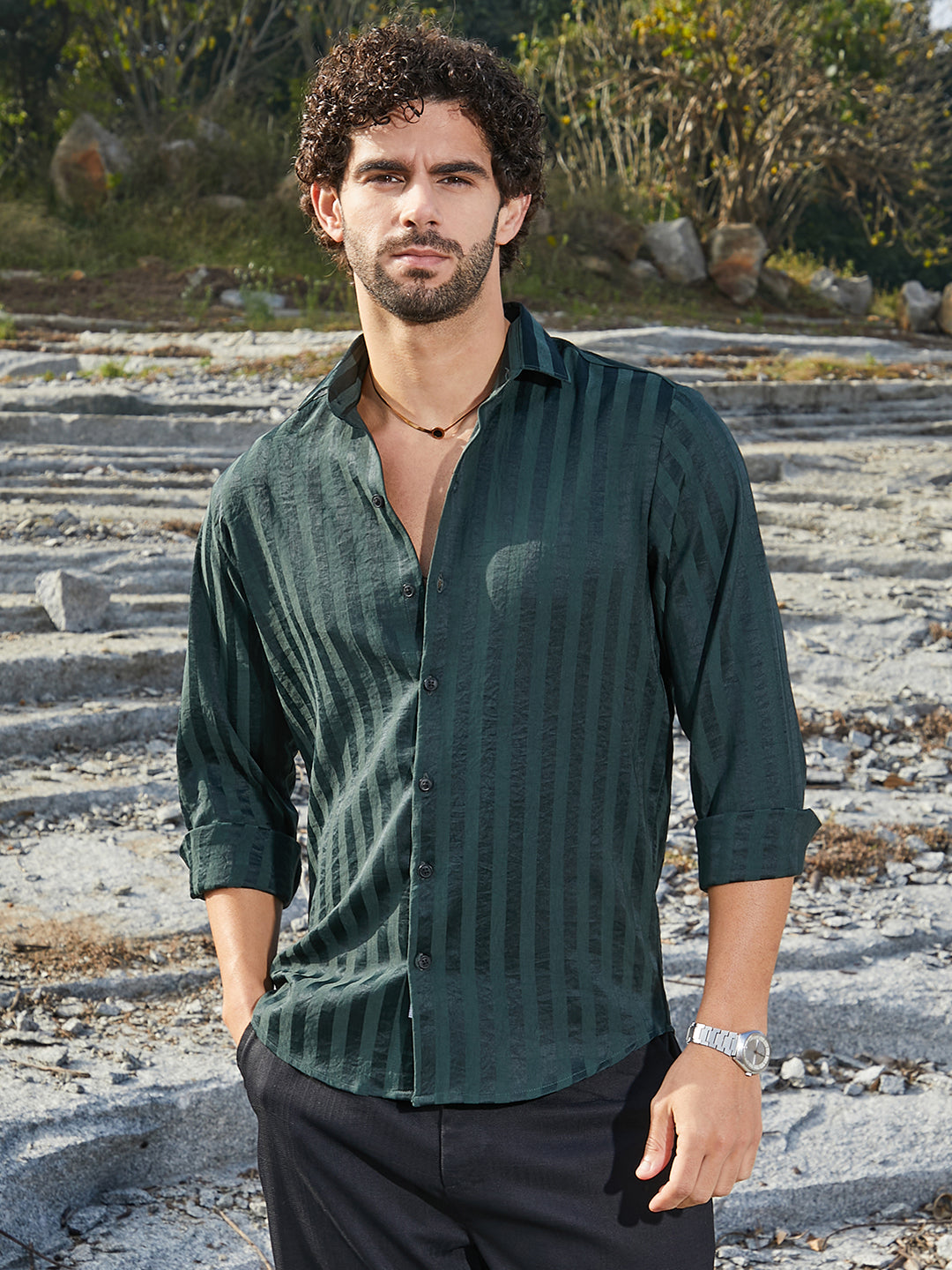 Campus Sutra Candy-Striped Shirt