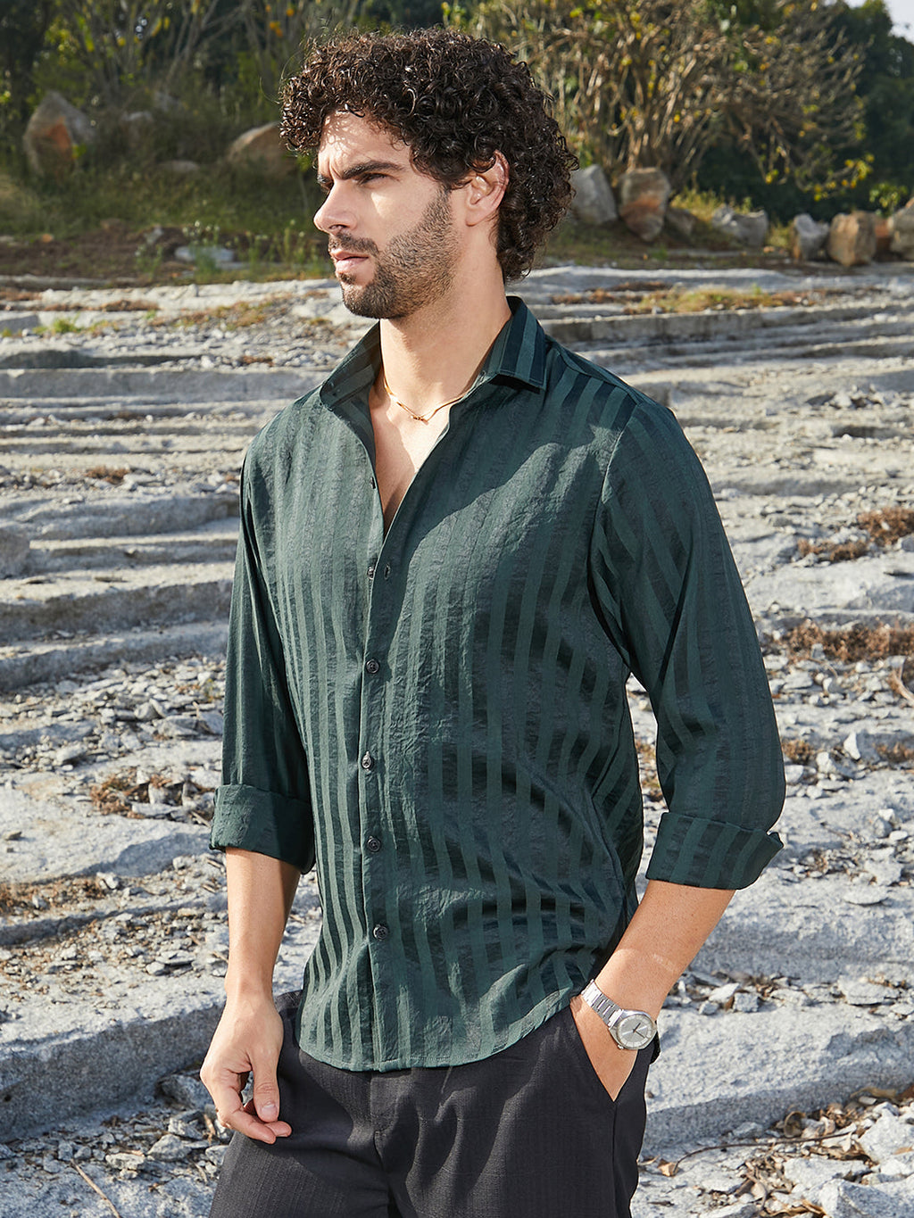 Campus Sutra Candy-Striped Shirt
