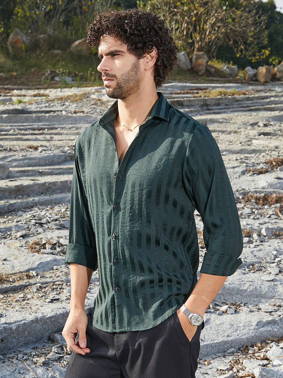 Campus Sutra Candy-Striped Shirt