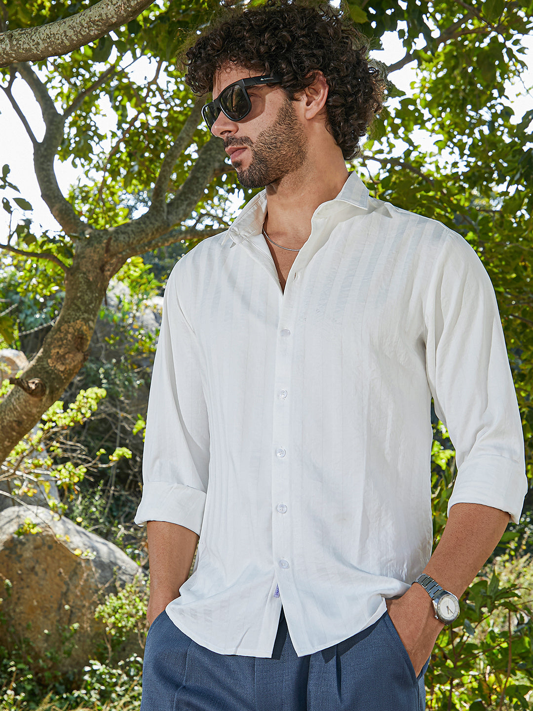 Campus Sutra Candy-Striped Shirt